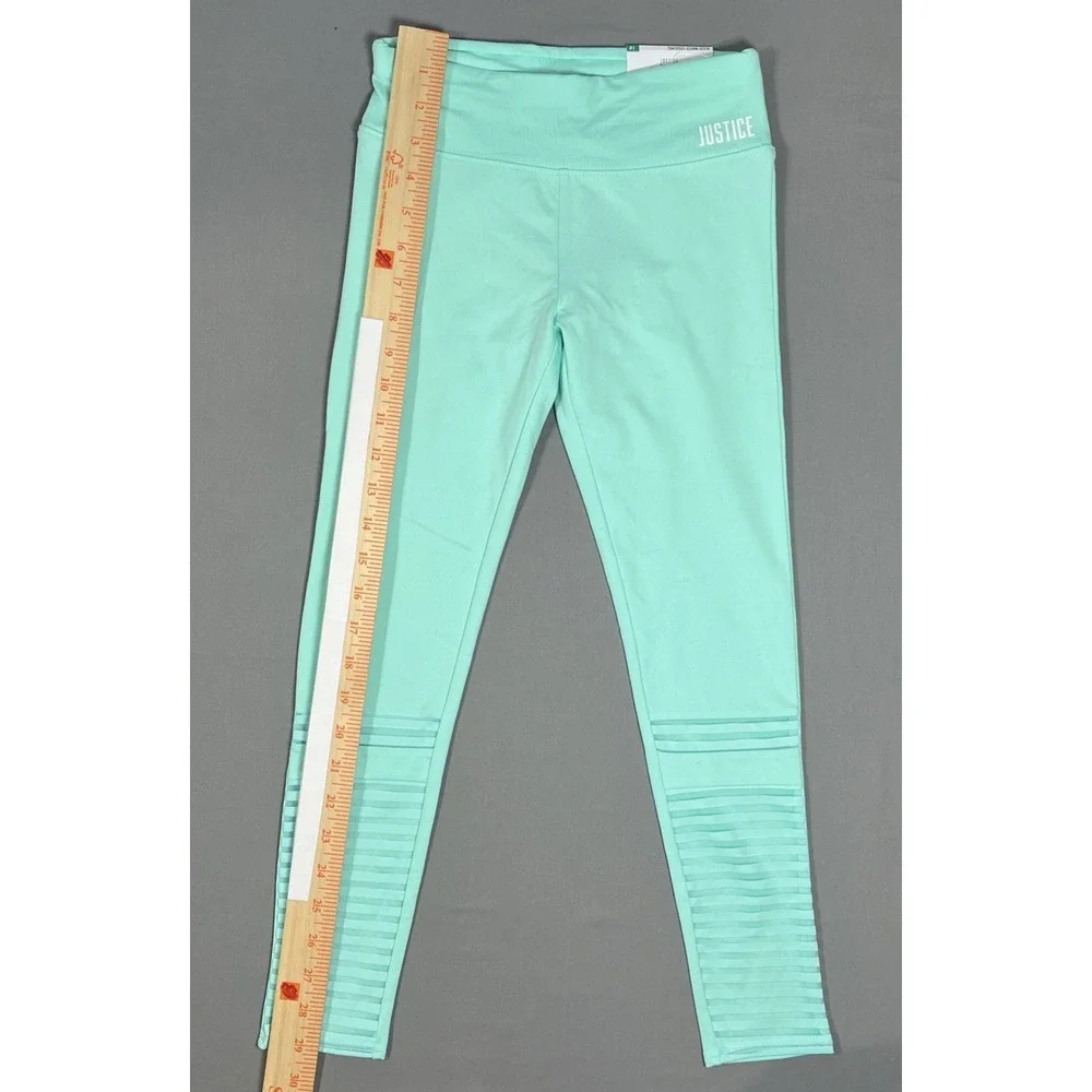 Justice Girls High‎ Waist Neon Green Colorful Sports Casual Leggings Size 10 NWT